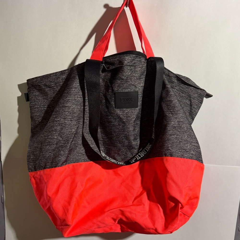 Victoria's Secret Pink Gray and Red Tote Bag